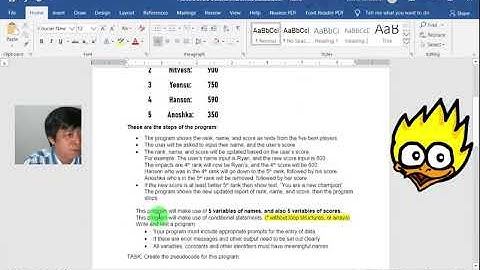 Pseudocode: 5 Best Player Score Board for Game - David Setiabudi
