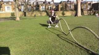 Squat variations with battling ropes.m4v