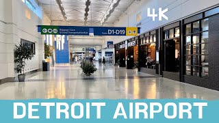 4K Virtual Walks - Detroit International Airport Walking Tour - Evans Terminal Concourse D