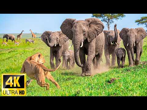 African Animals 4K: Incredible Savannah Animals Wildlife with Calm Music & Real Sound in 4K Video