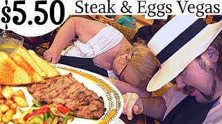 $5 Steak and Eggs Cheap Eats Graveyard Special on the Las Vegas Strip Southpoint Potatoes Midnight