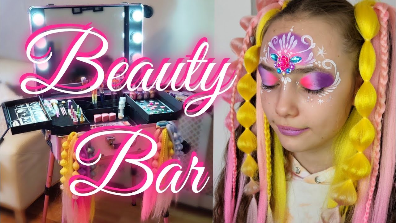 Beauty Bar/Glitter Bar for Parties 💖 bubble hair+face painting+glitter