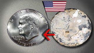 Restoring and polishing the US one dollar coin