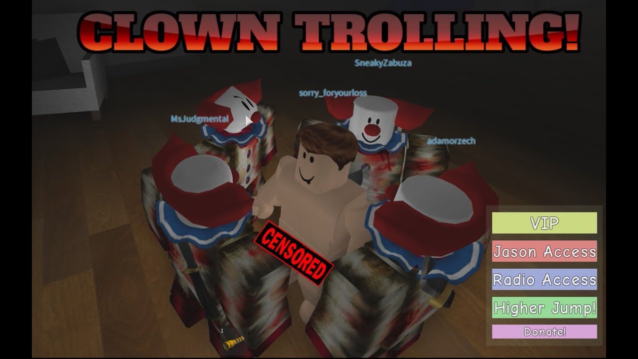 Trolling On The Clown Killings Part 2 Roblox Youtube - surviving the clown with roblox locus roblox