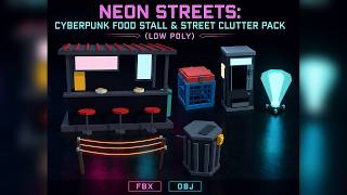 Neon Streets - Cyberpunk Low Poly Asset Pack | Unity, Unreal, Godot, VR Ready