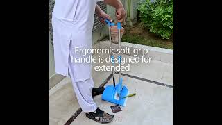 Long Handled Dustpan and Brush Set with Stiff Bristle Broom