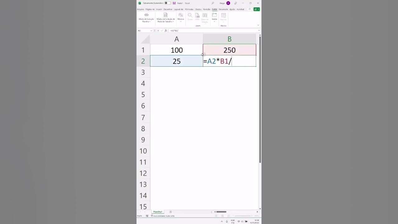 COMO FAZER REGRA DE TRÊS NO EXCEL shorts YouTube