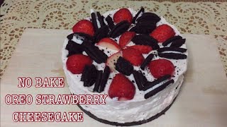 No Bake Oreo Strawberry Cheesecake