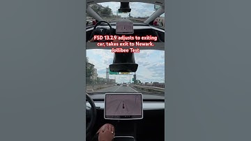 FSD 13.2.9 NJ adjusts to exiting car, takes exit to Newark. Jollibee Test #teslafsd #fsdbeta #fsd