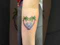 Palm Tree Heart Wave Tattoo
