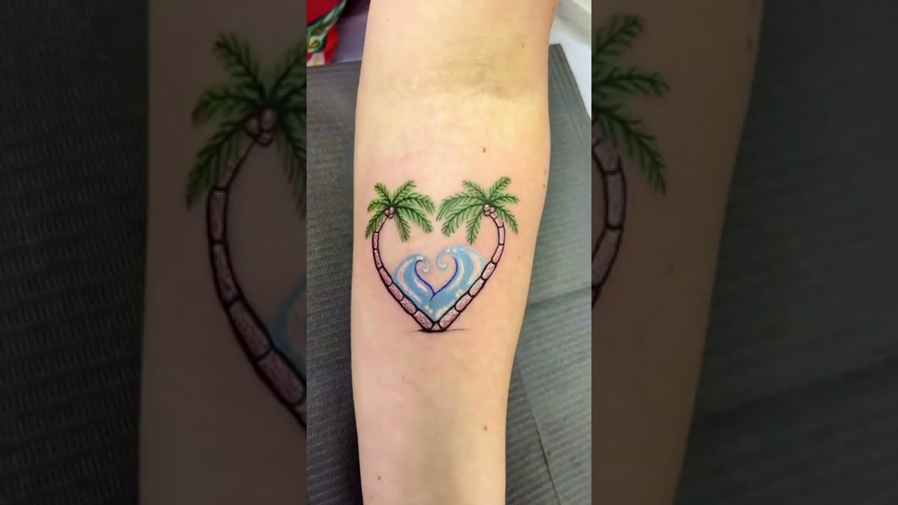 6. Palm Tree Heart Tattoo for Couples - wide 2