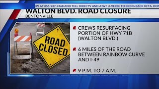 ArDOT announces overnight lane closures on Walton Blvd. KFTA