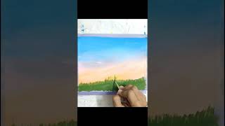 simple acrylic painting for beginners 💚 acrylic landscape painting tutorial #art #shorts #yt #fyp