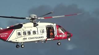 HM Coastguard 924 G-MCGZ at Padstow training in the estuary | Dummy winching from water HM Coastguard 924 G-MCGZ at Padstow training in the estuary | Dummy winching from water