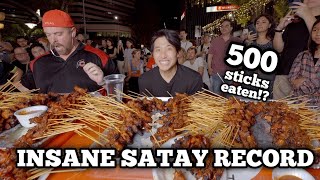 INSANE SATAY EATING Record ft @RandySantel | CLOSE TO 500 STICKS EATEN at Lau Pa Sat Singapore!