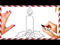 How To Draw A Christmas Candle Step By Step Christmas Candle Drawing Easy 