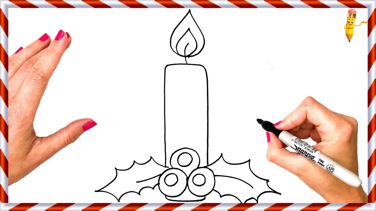 How To Draw A Christmas Candle Step By Step 🕯️ Christmas Candle Drawing