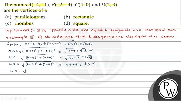 The points \( A(-4,-1), B(-2,-4), C(4,0) \) and \( D(2,3) \) are the vertices of a (a) parallelo...