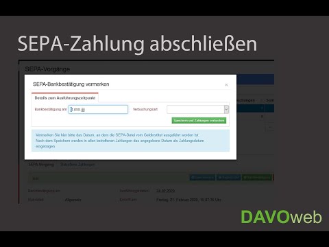 DAVOweb: SEPA-Zahlung abschließen (Geldeingang)