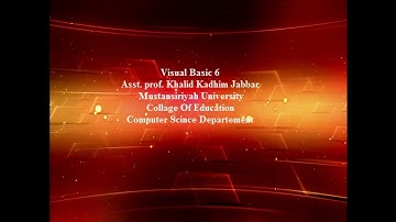 برمجة فجوال بيسك /صندوق القوائم/ محاضرة نظري/Visual Basic-ListBox