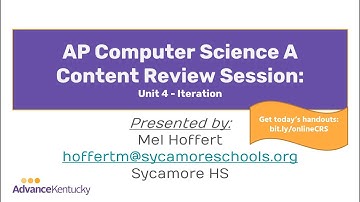 AP Computer Science A Content Review Session #1 - Unit 4 (Iteration)