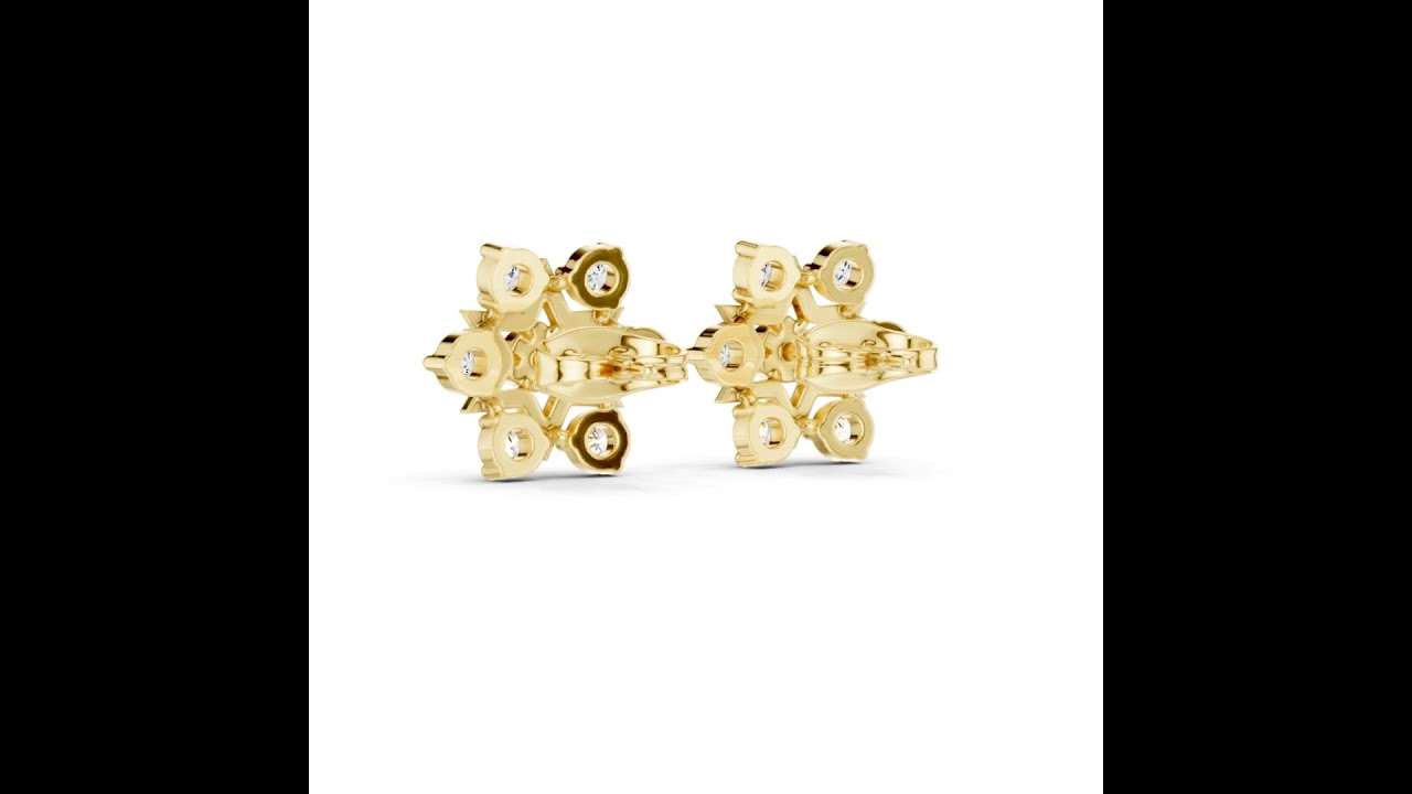 Star-Shaped Round Diamond Stud Earrings