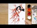 Cherry Tree Painting using Toothbrush and Q-tip Painting Techniques