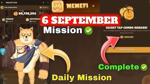 6 sep memefi secret combo code today| memefi free coins today | memefi combo code | update MEMEFI |