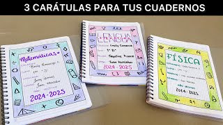 3 CARÁTULAS para tus cuadernos | Carátula de matemática, lengua y literatura, física