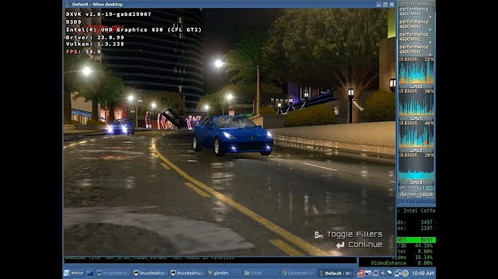 Street Racing Syndicate D9VK Test 60fps QuickSync x64 + Sound (Core i3 8350K) + Mesa 23.x