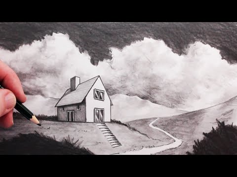 How To Draw A House Using Two-Point Perspective In A Landscape