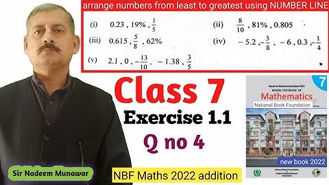 Class 7 Exercise 1.1 Q no 4 Ex 1.1 Arrange numbers on number line  NBF Maths Sir Nadeem Munawar