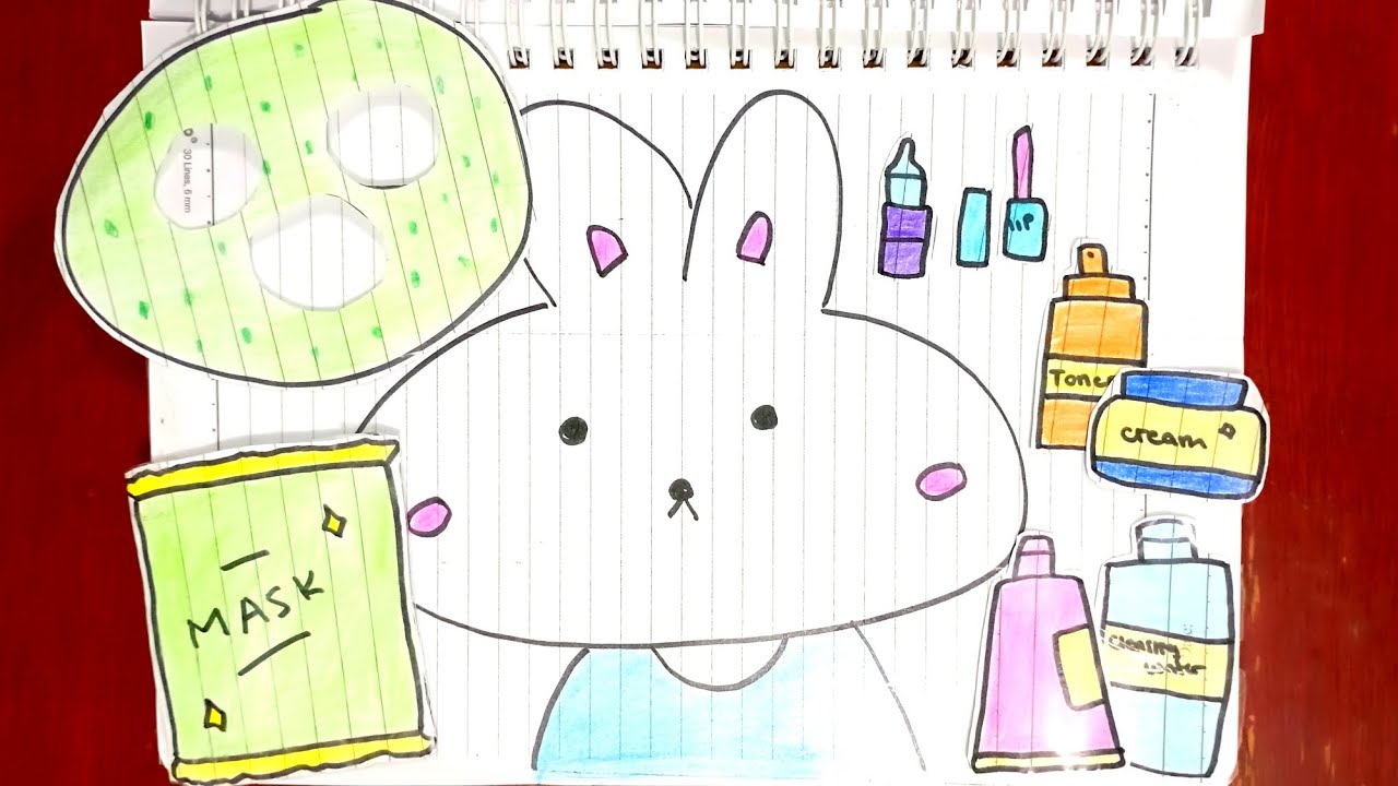 [🎨paper diy🎨] night skincare routine 🐰 종이 인형 | paper play | tutorial ...
