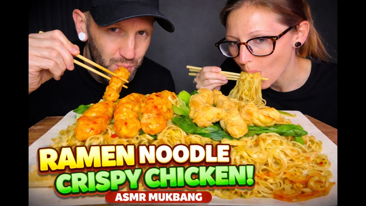 ULTIMATE | RAMEN NOODLES & CRISPY CHICKEN🥢 ASMR|  MUKBANG