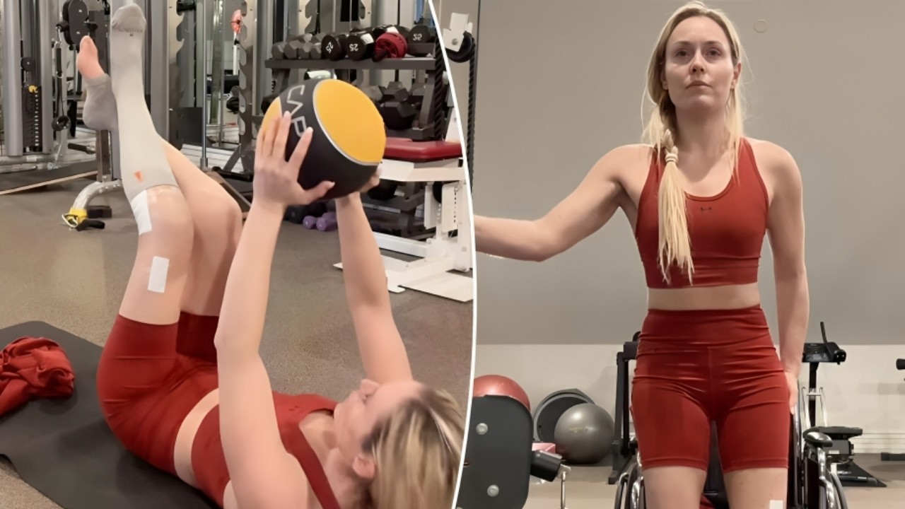 Lindsey Vonn Recovery Video After Olympic Crash – Training With Injured Leg