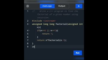How to write a c++ Program to find the factorial of a given number using recursion.