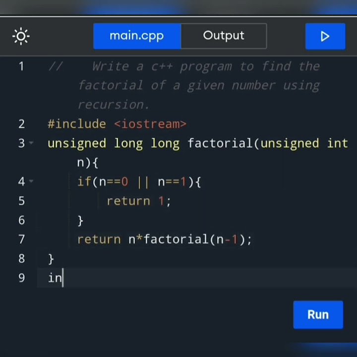 How to write a c++ Program to find the factorial of a given number ...
