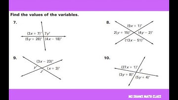 Find the values of the variables x and y given figures and congruent angles