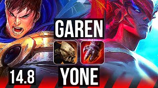 GAREN vs YONE (TOP) | 68% winrate, 8/2/3 | KR Master | 14.8