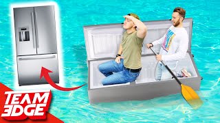 Will we SINK in a FRIDGE Boat!? *BOAT SURVIVAL Challenge!!