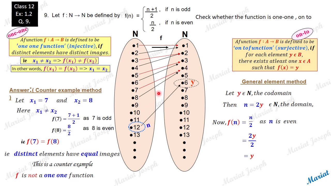 1 One One Onto Class 12 Relations And Functions Ncert Exercise 1 2 Qst 9 Youtube