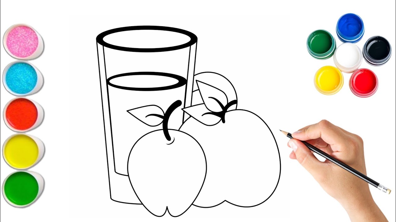 How to draw Apple Juice and Colouring for kids and toddlers ABCD