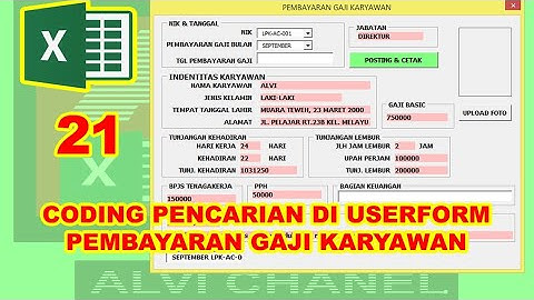 21 Aplikasi Slip Gaji VBA Excel - Coding Pencarian di Userform4 Pembayaran Gaji Karyawan