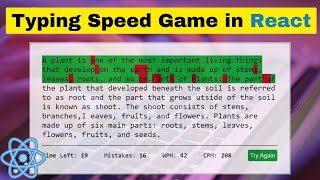 Build a Typing Speed Test Game App with React JS (For Beginners!) screenshot 4