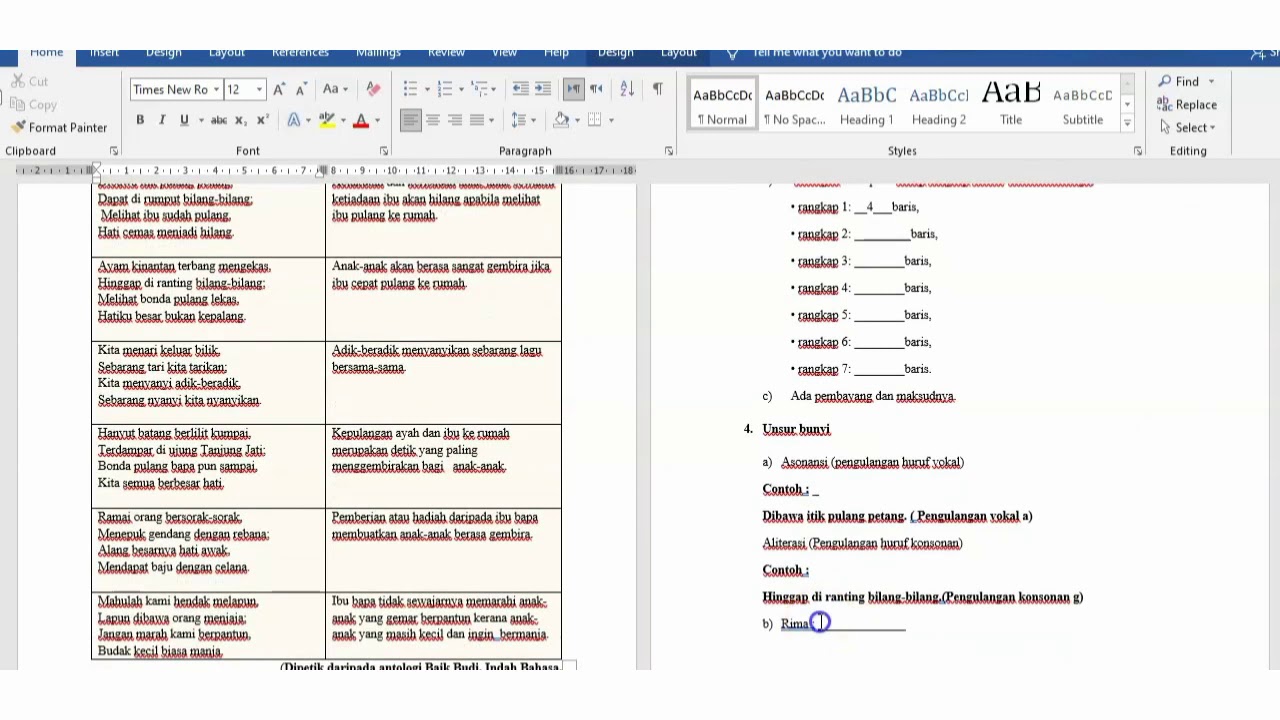 Contoh Rima Aabb - Materi Siswa