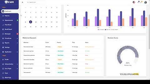 EMR - Bootstrap Admin HTML Template appointment template patient dashboard Website Builder