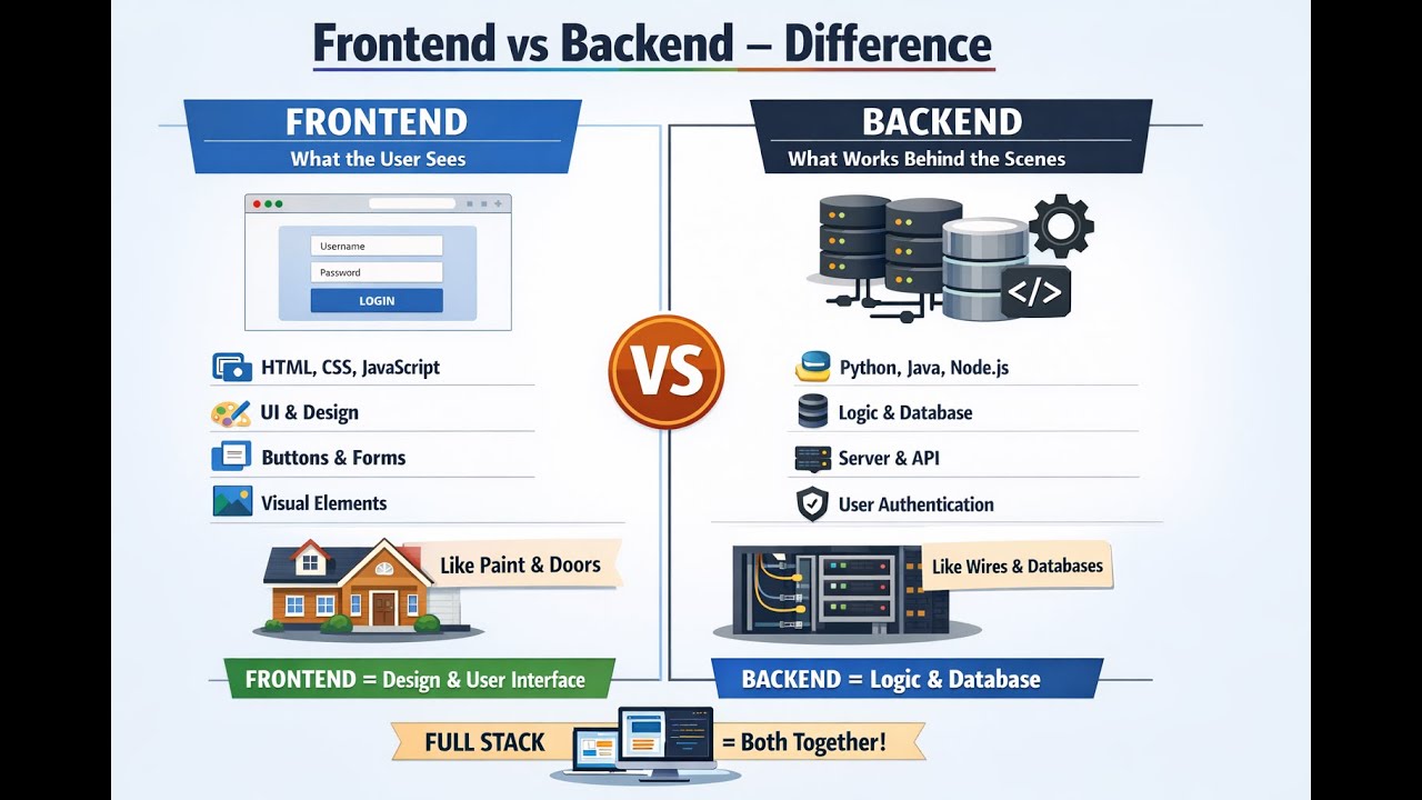 Frontend vs Backend –Difference Explained for Beginners | CodeWithRushi ...