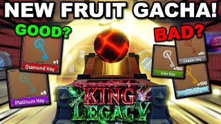 Spinning 250+ Keys On The NEW FRUIT GACHA In Roblox King Legacy Update 5... Which Key Is Better?