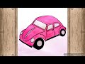 Pembe Vosvos araba çizimi ✍️ çok kolay araba çizimi ❤️