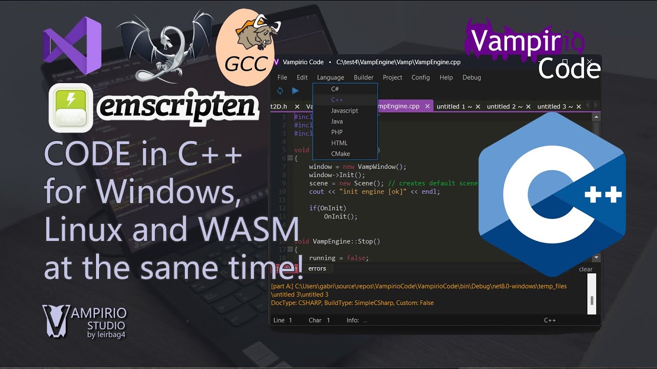 Develop a C++ program for Windows, Linux and WebAssembly at the same ...